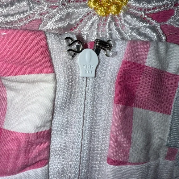 Vintage Lilly Pulitzer Pink Checkered Gingham Daisy Embroidered Skirt Size 8 - Picture 5 of 9